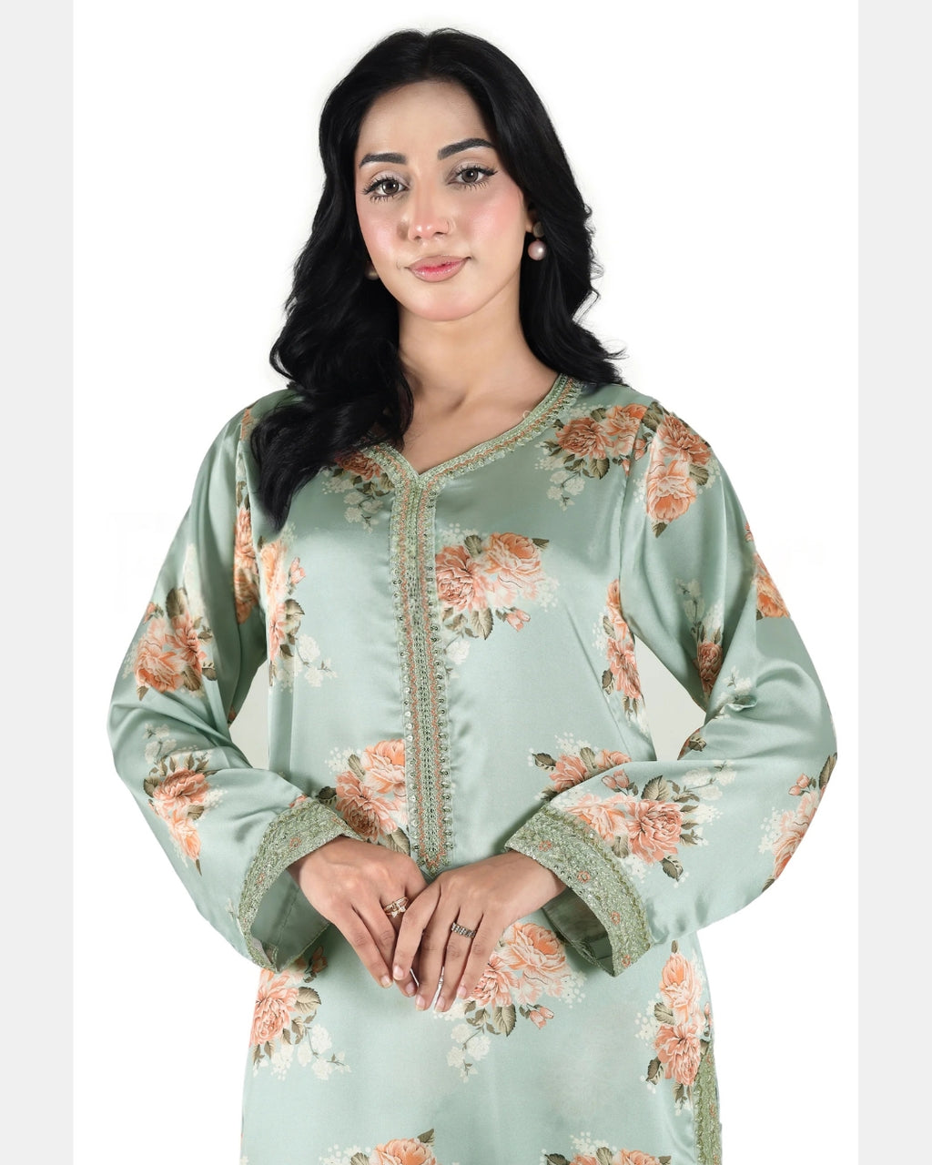 Aqua Serenity – Stitched Silk Ensemble