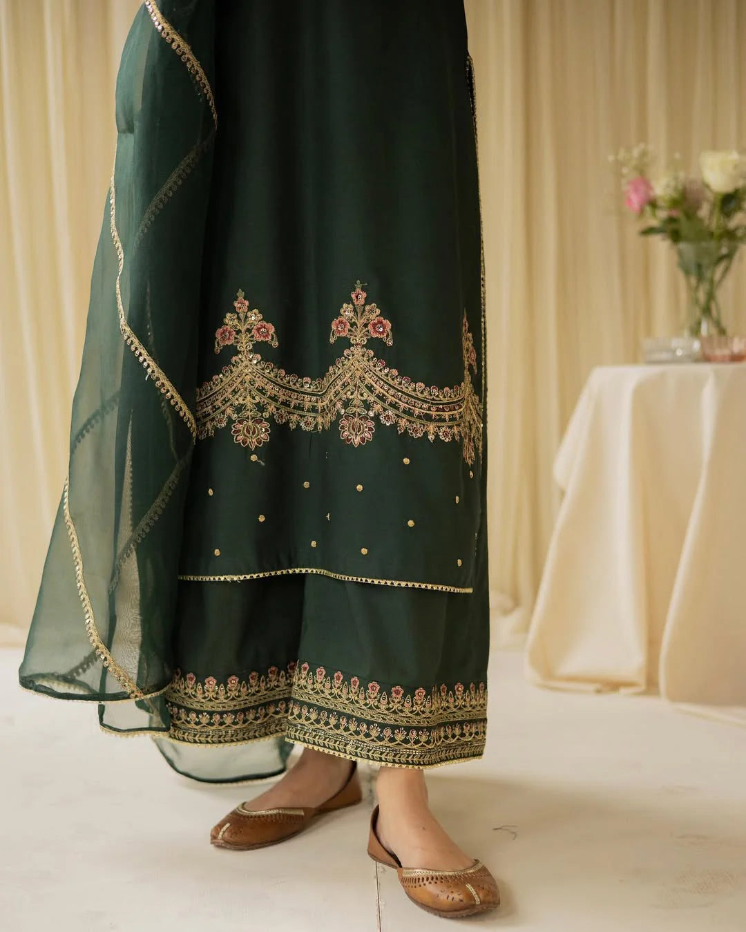 Emerald Green – Luxury Embroidered Suit for Women