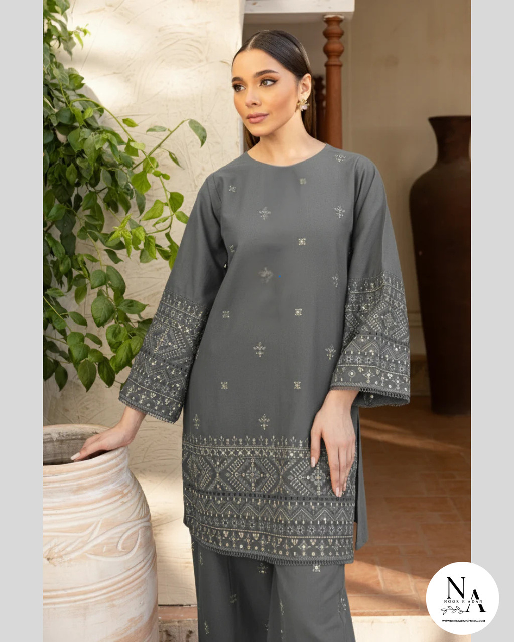 Grey Aura – 2 Piece Embroidered