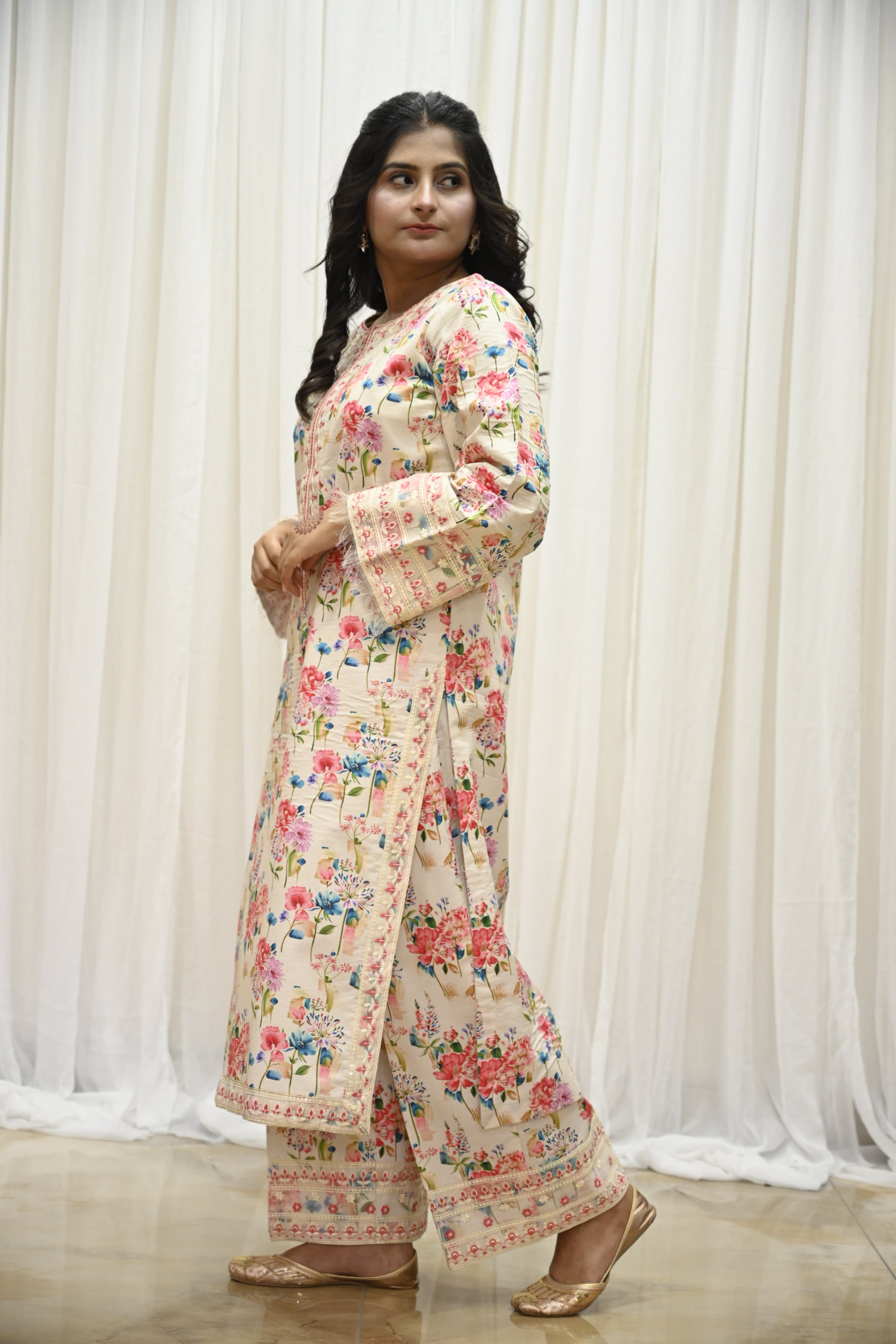 Ivory Bloom – Luxury Embroidered Suit for Women