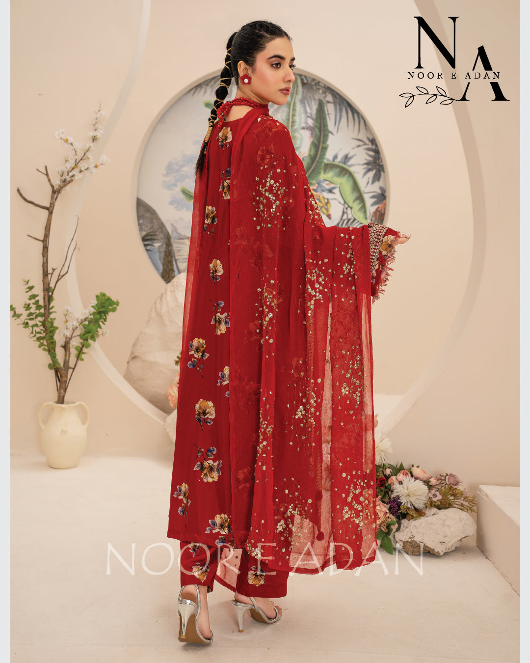 Red Floral: Sophistication in Every Stitch