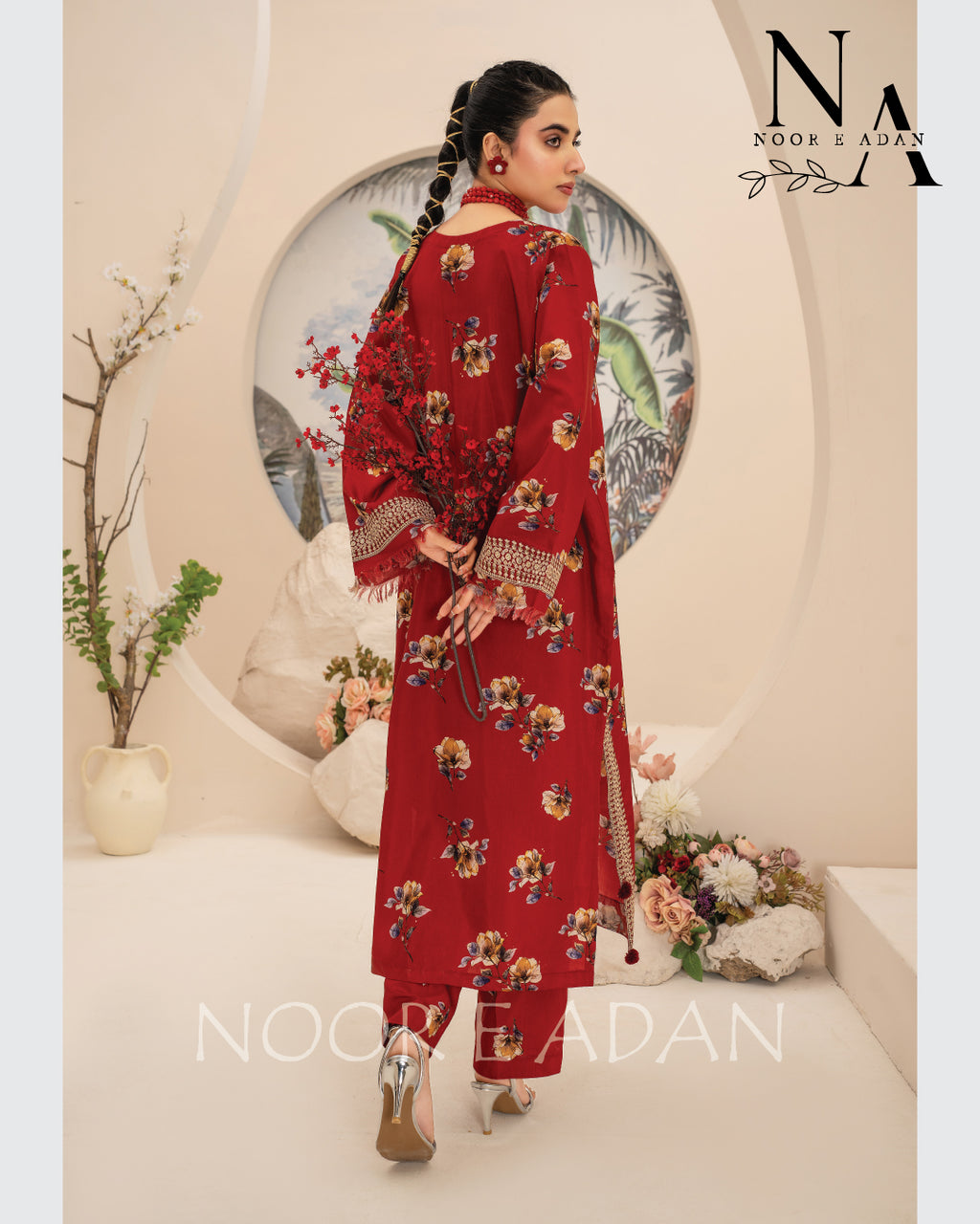 Red Floral: Sophistication in Every Stitch