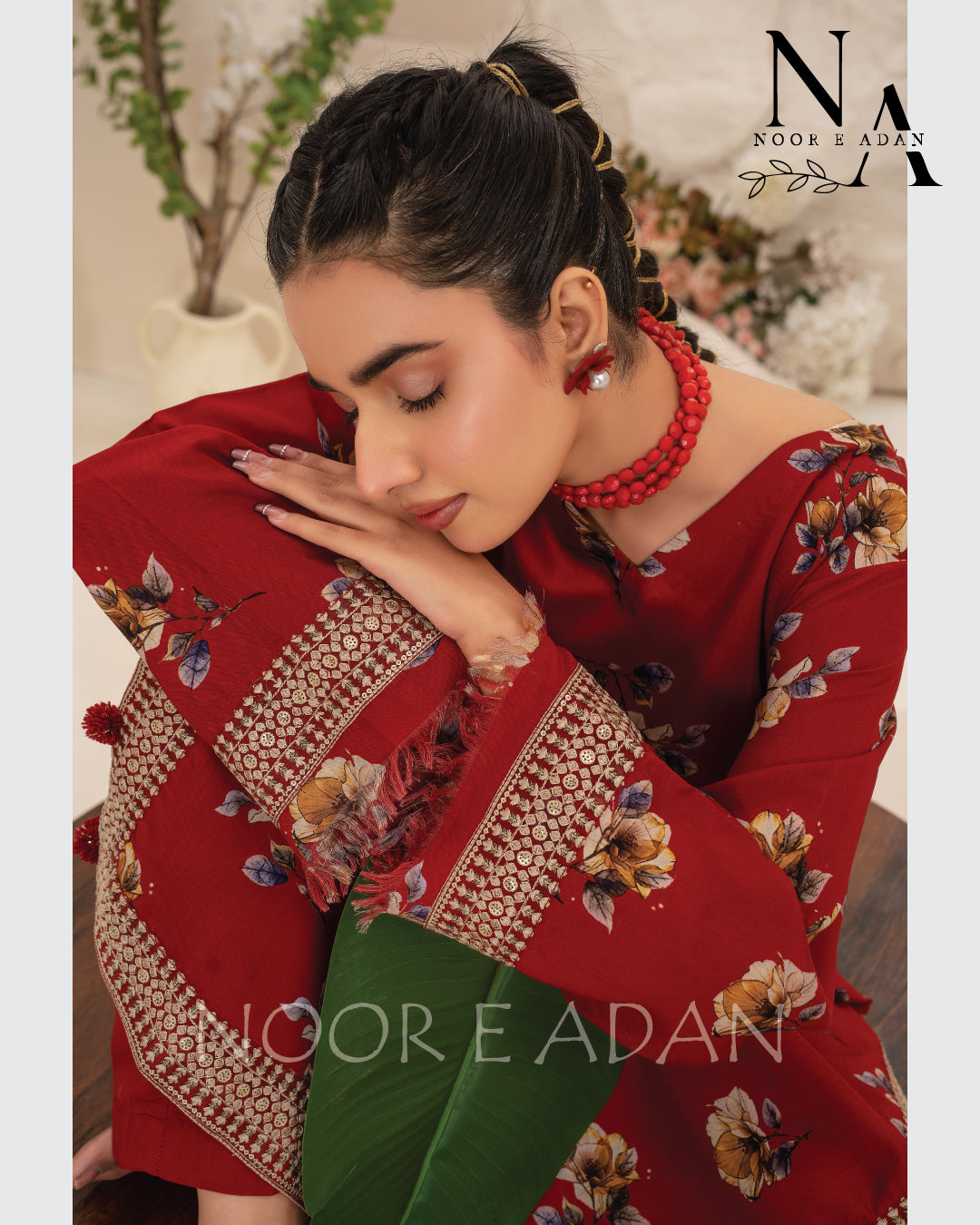 Red Floral: Sophistication in Every Stitch