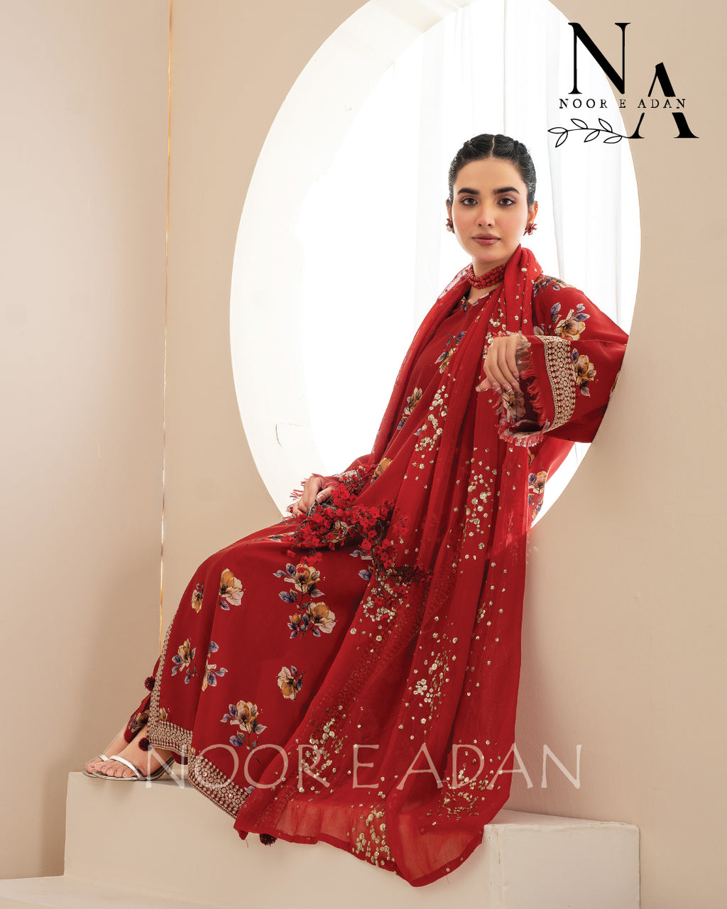 Red Floral: Sophistication in Every Stitch