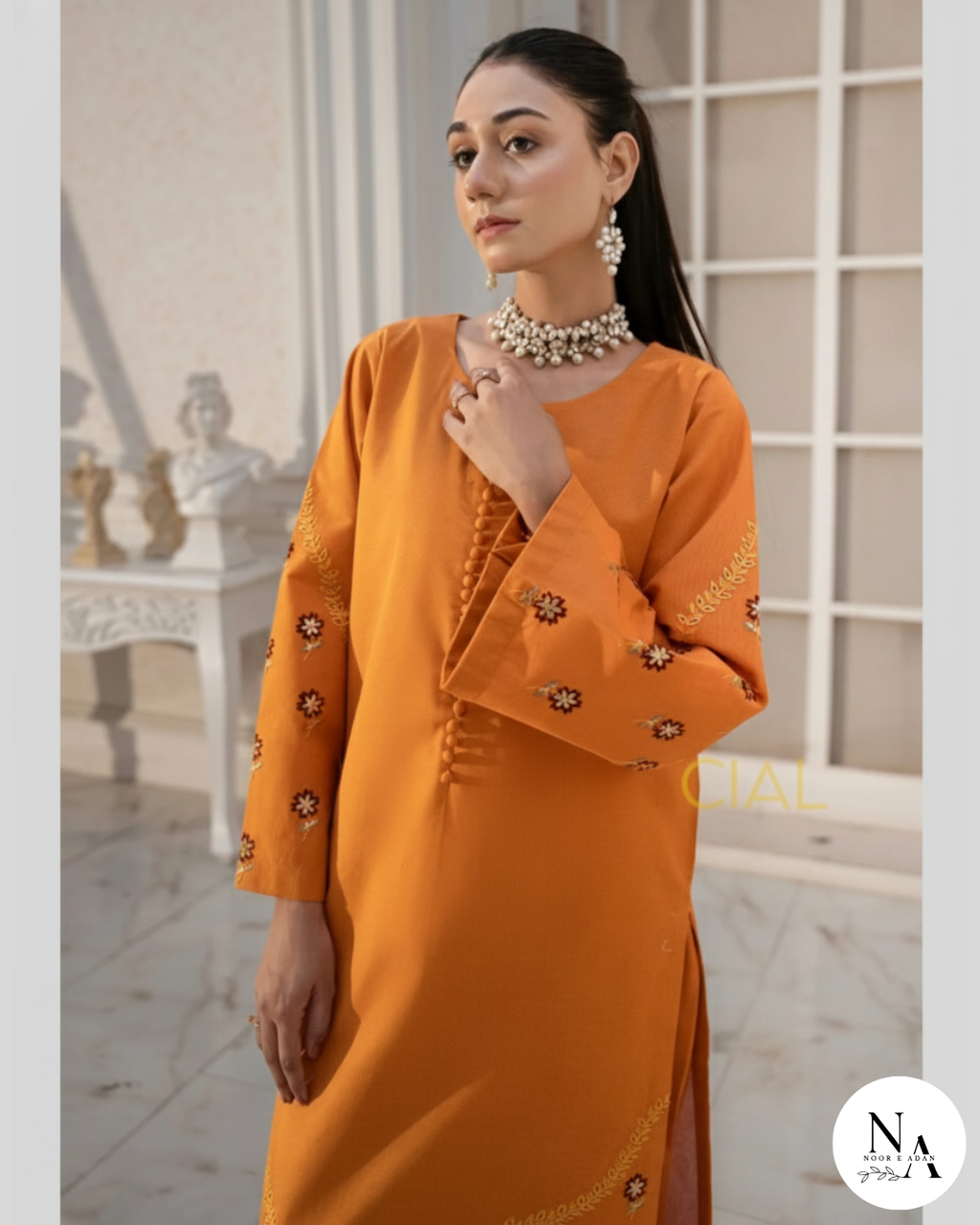 Amber Bloom – 2 Piece Embroidered Khaddar Stitched Suit