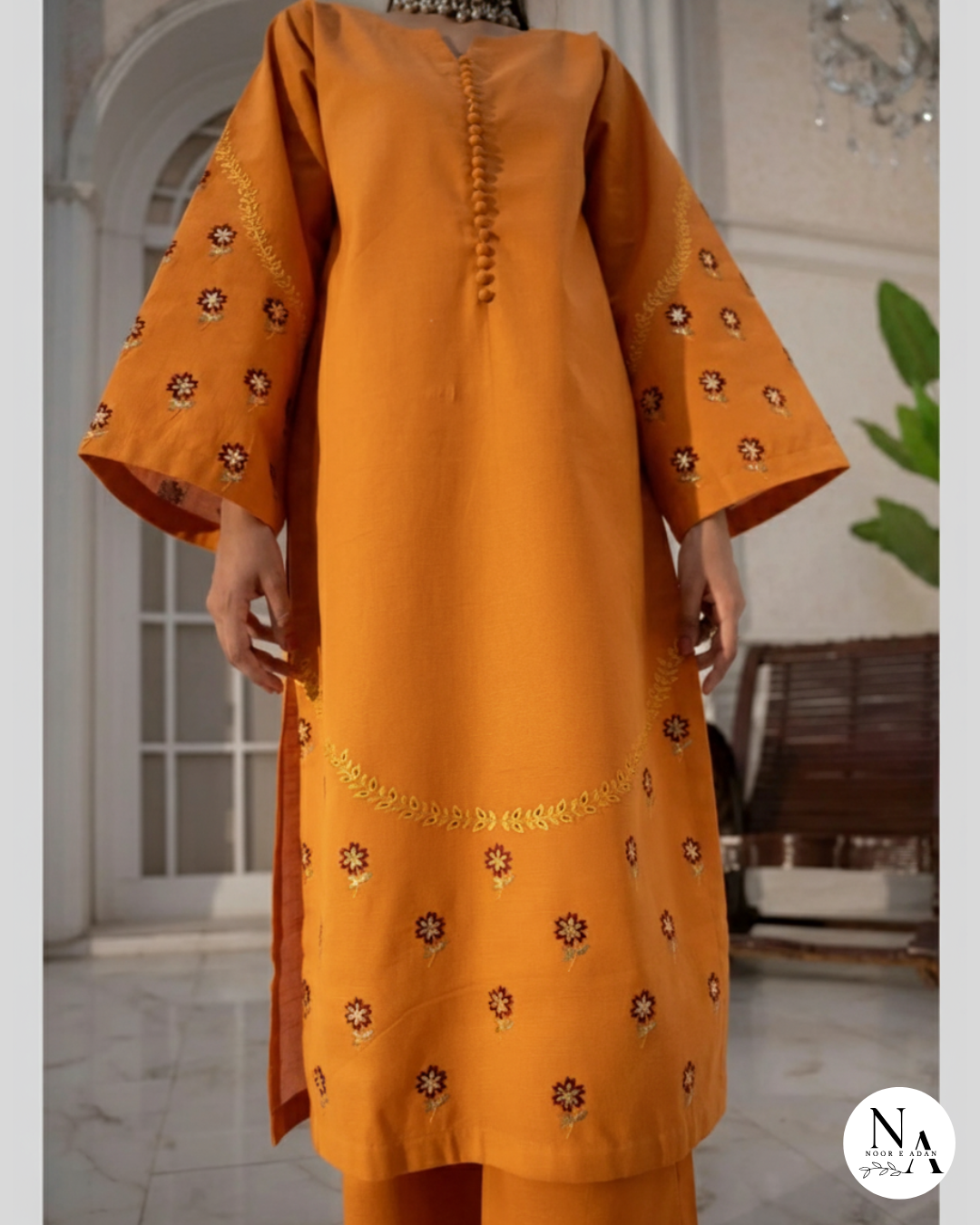 Amber Bloom – 2 Piece Embroidered Khaddar Stitched Suit