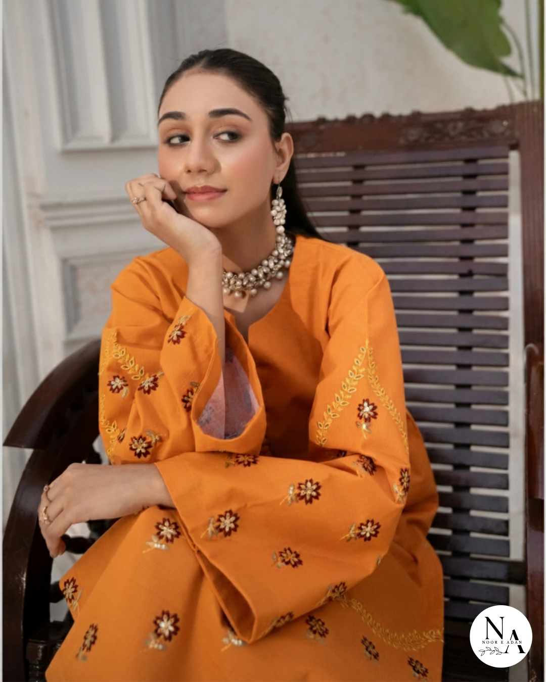 Amber Bloom – 2 Piece Embroidered Khaddar Stitched Suit