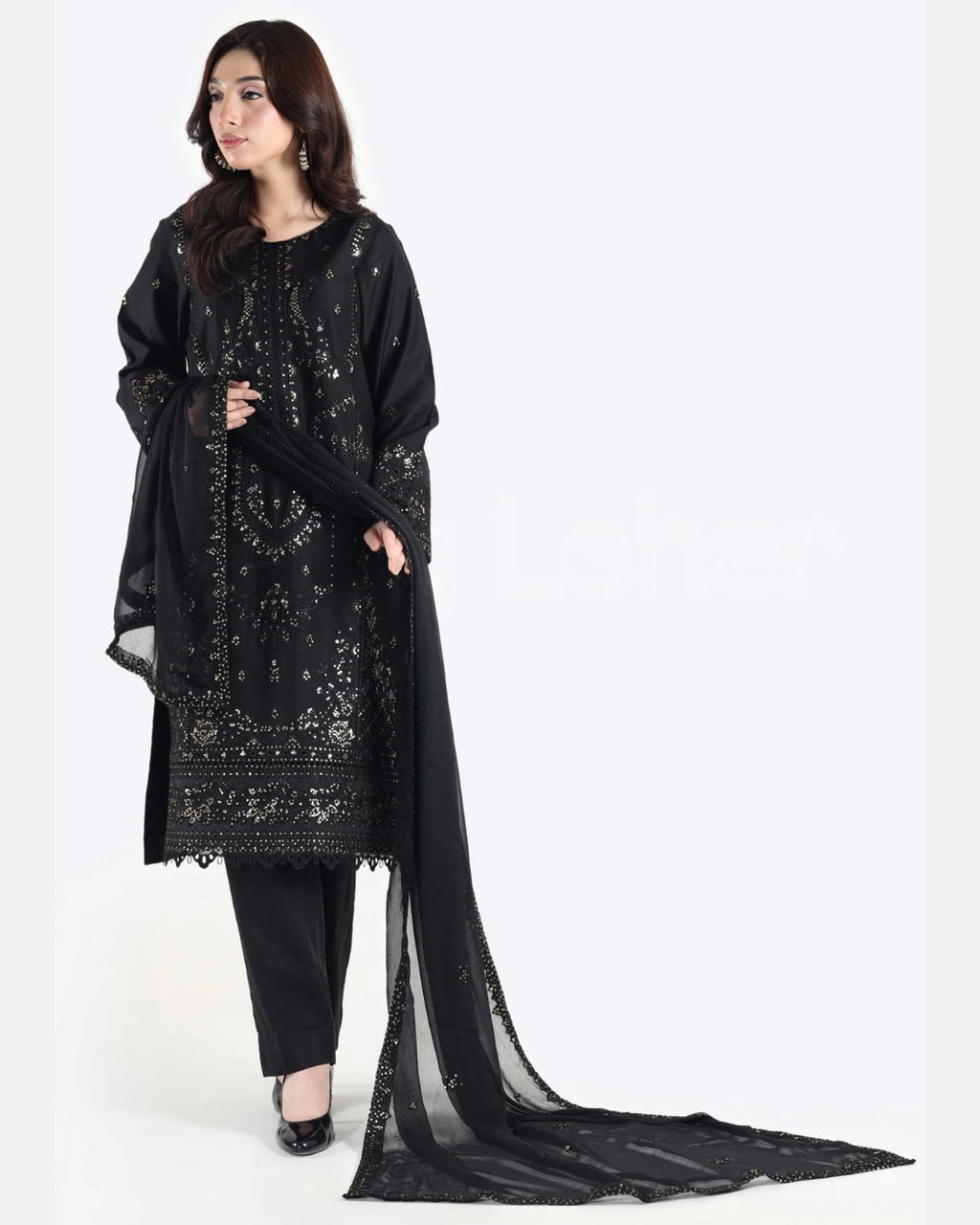Black Royal Opulence – 3-Piece Stitched Luxury Suit
