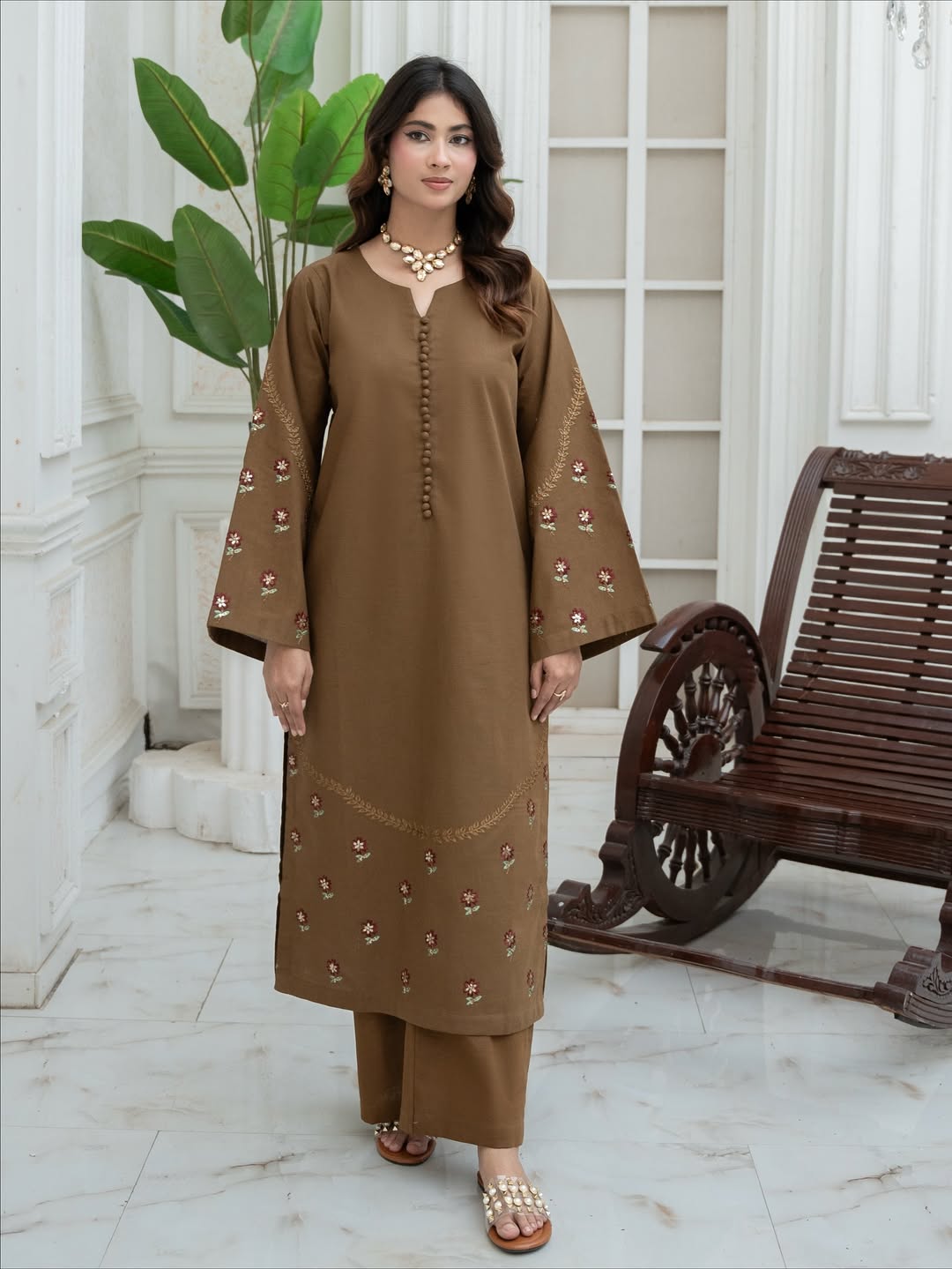 Bronze Reverie – 2 Piece Embroidered Khaddar Stitched Suit