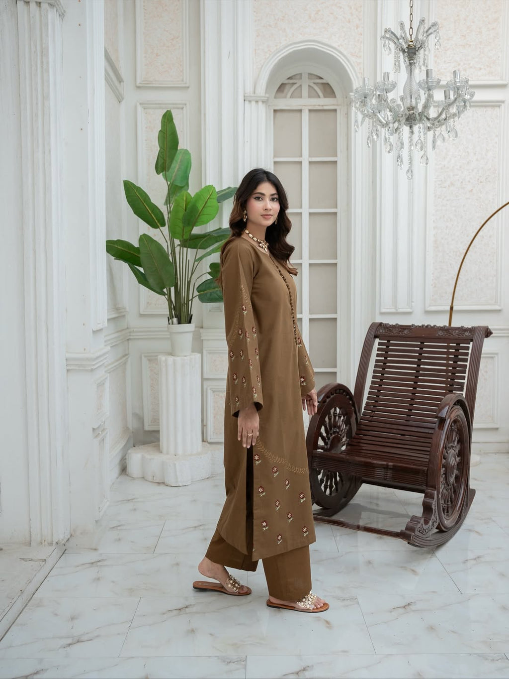 Bronze Reverie – 2 Piece Embroidered Khaddar Stitched Suit