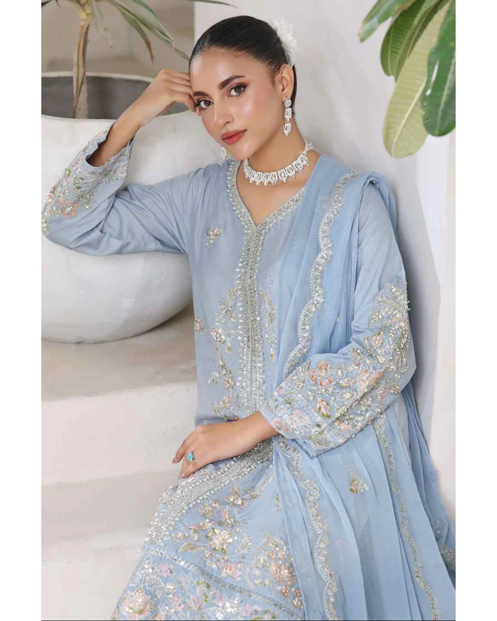 Crystal Azure | 3 PIECE STITCHED SUIT