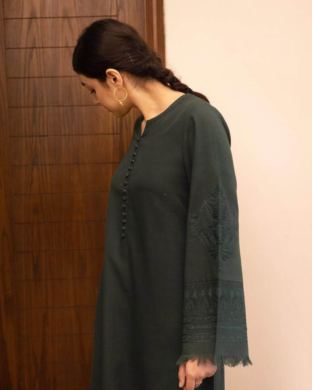Elite Green - 2-Piece Stitched Khaddar Suit