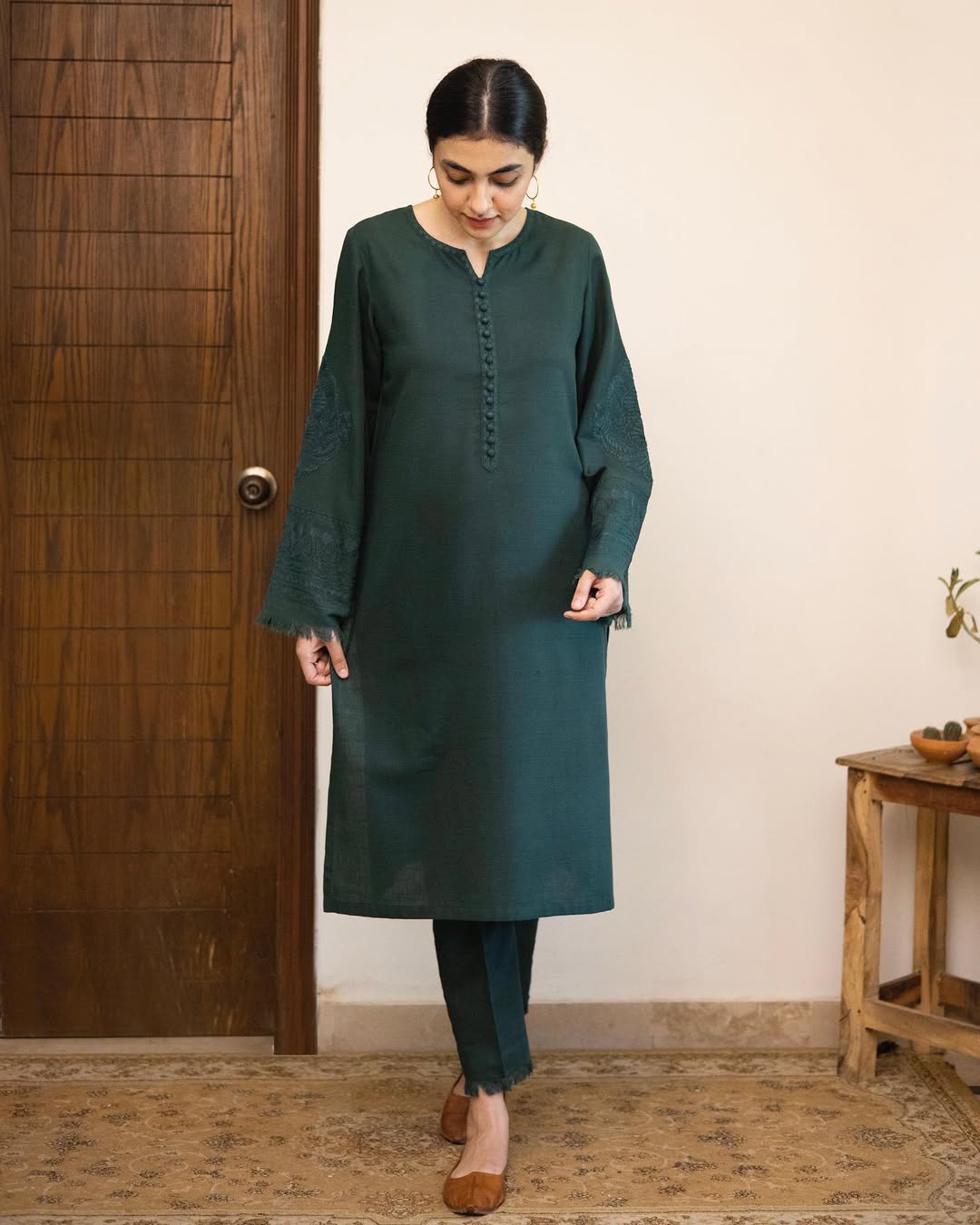 Elite Green - 2-Piece Stitched Khaddar Suit