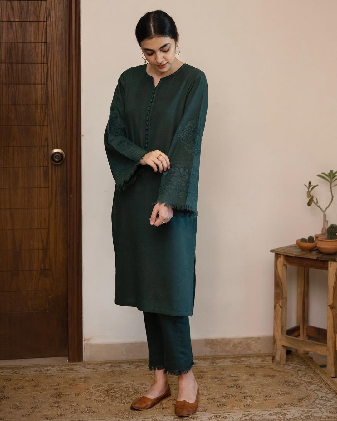 Elite Green - 2-Piece Stitched Khaddar Suit