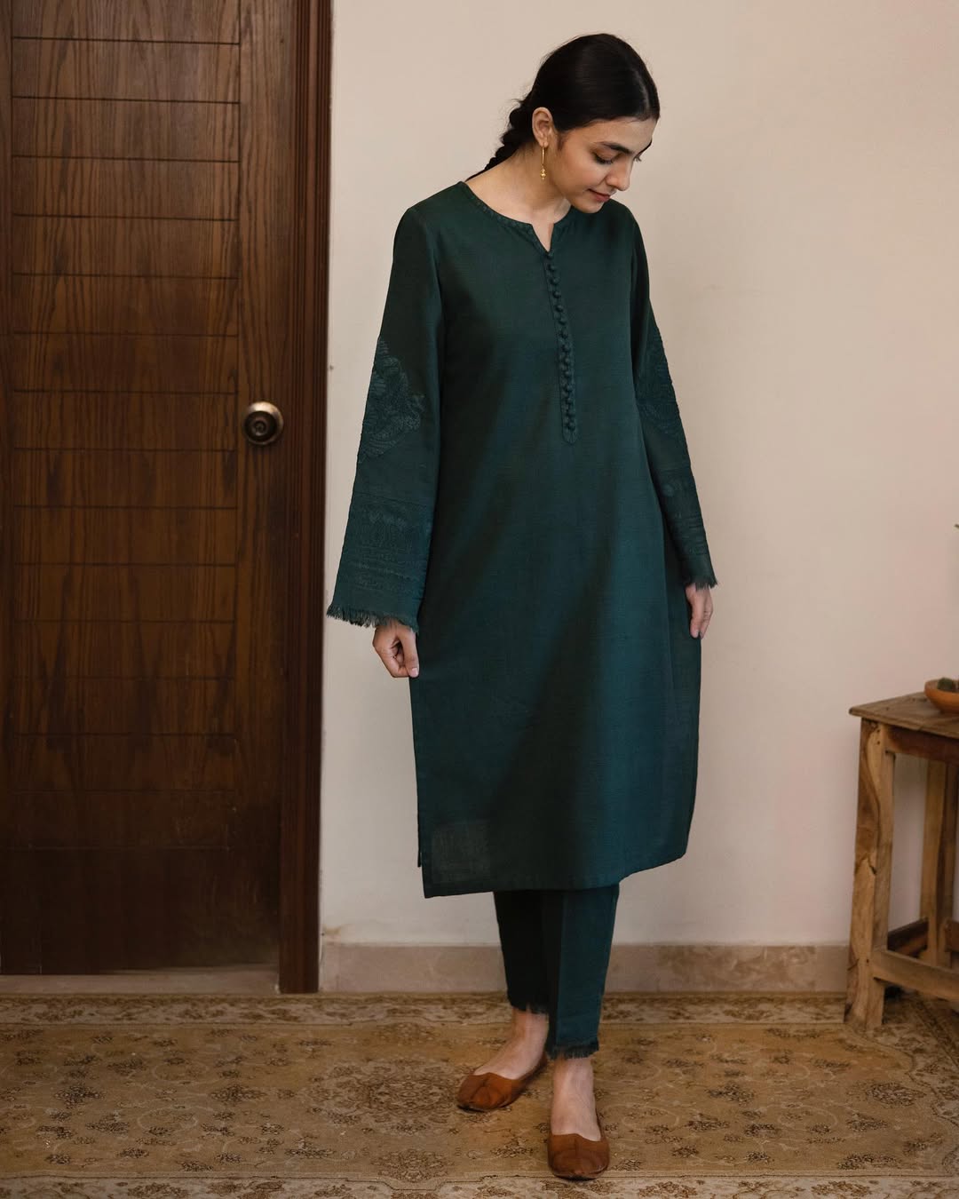 Elite Green - 2-Piece Stitched Khaddar Suit