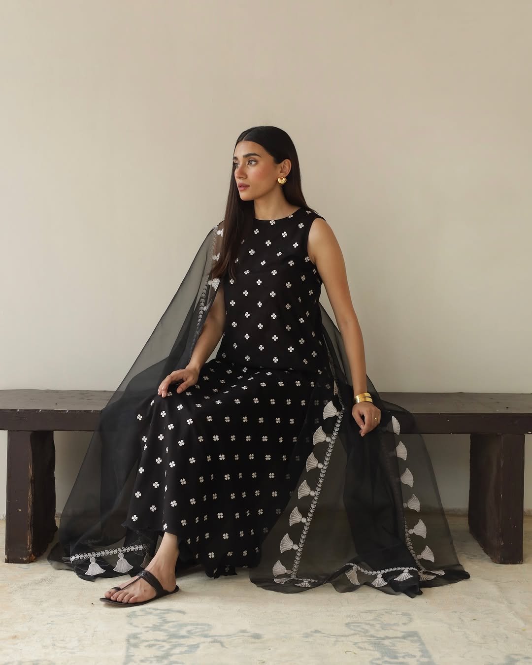 Black Noir – Elegant Embroidered Suit for Women