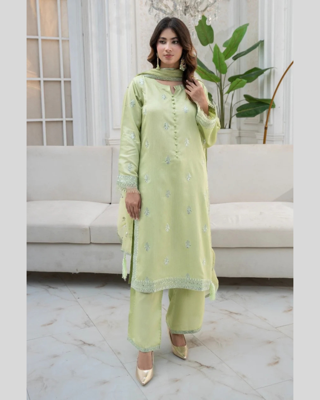 Pistachio Whisper 3 - Piece Stitched Suit