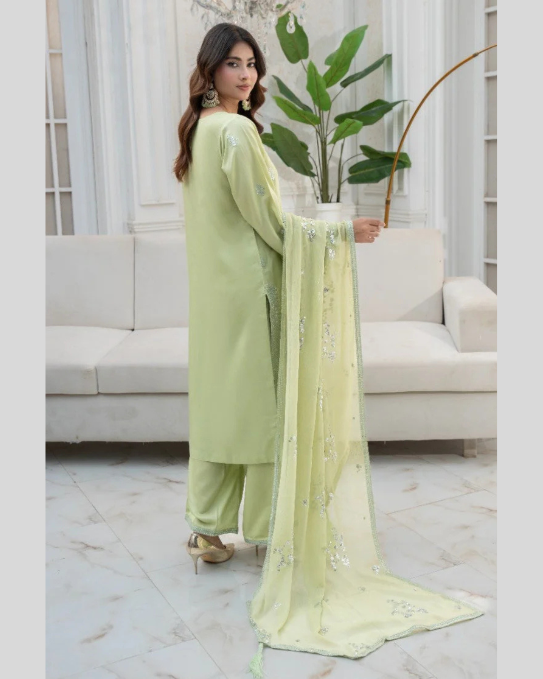 Pistachio Whisper 3 - Piece Stitched Suit