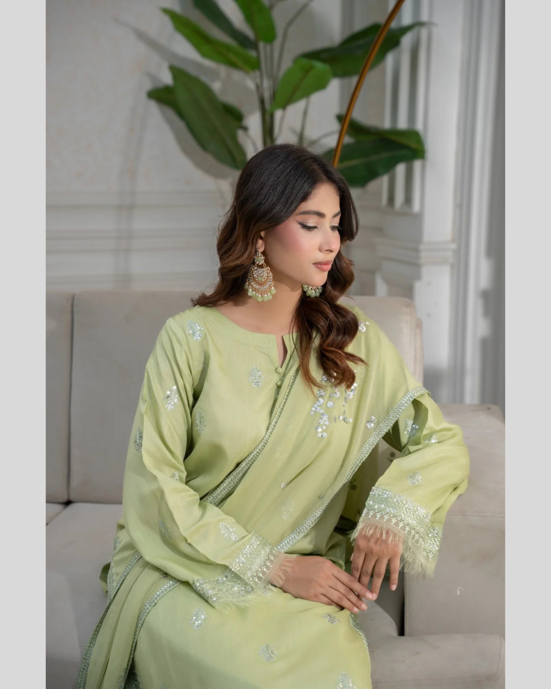 Pistachio Whisper 3 - Piece Stitched Suit