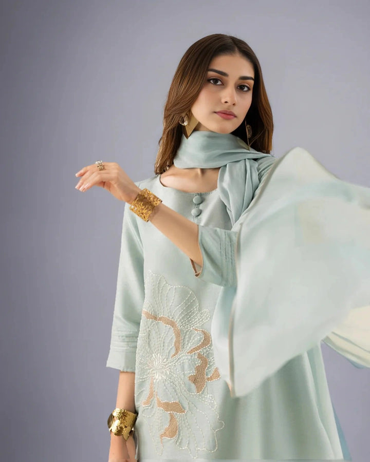 Aqua Grace  | Embroidered Summer Suit