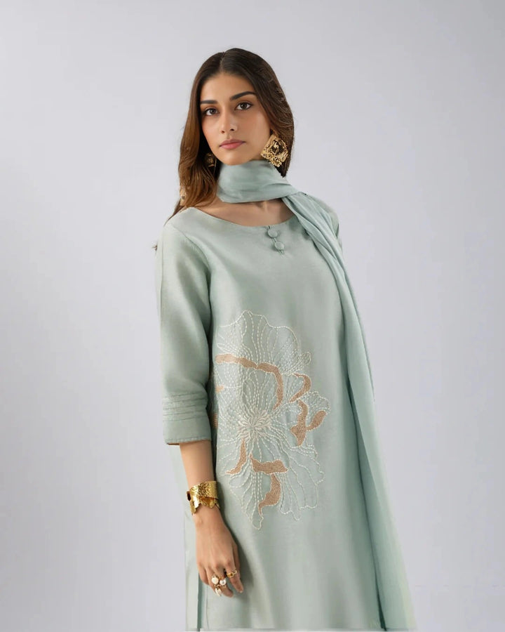 Aqua Grace  | Embroidered Summer Suit