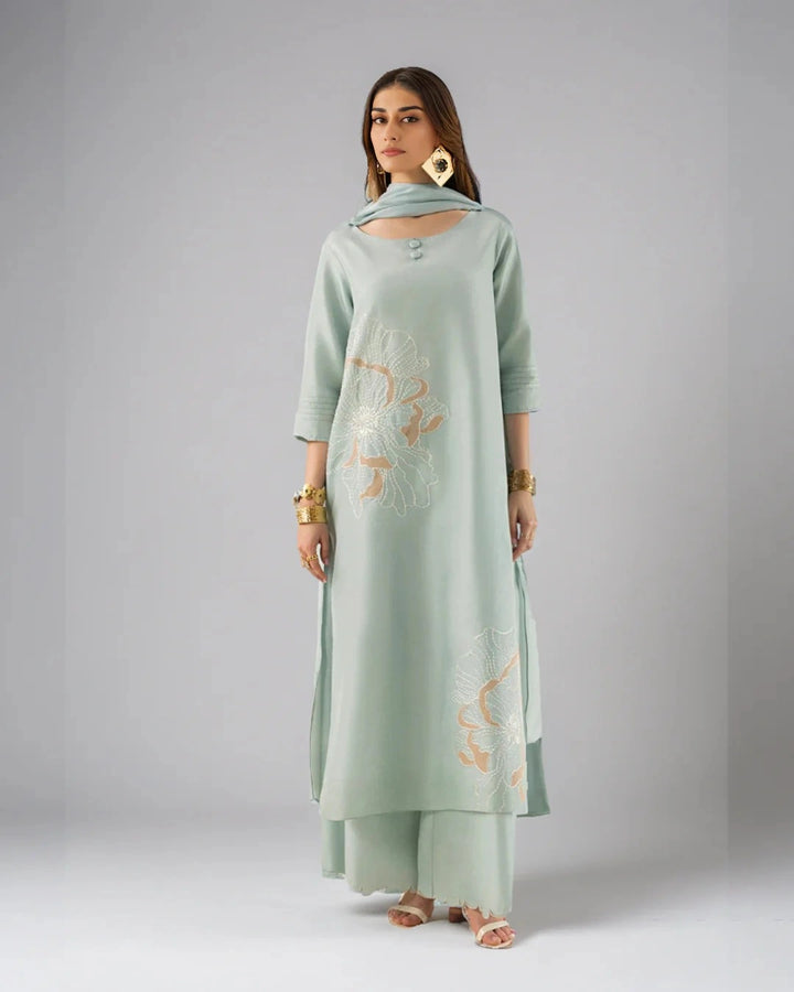 Aqua Grace  | Embroidered Summer Suit