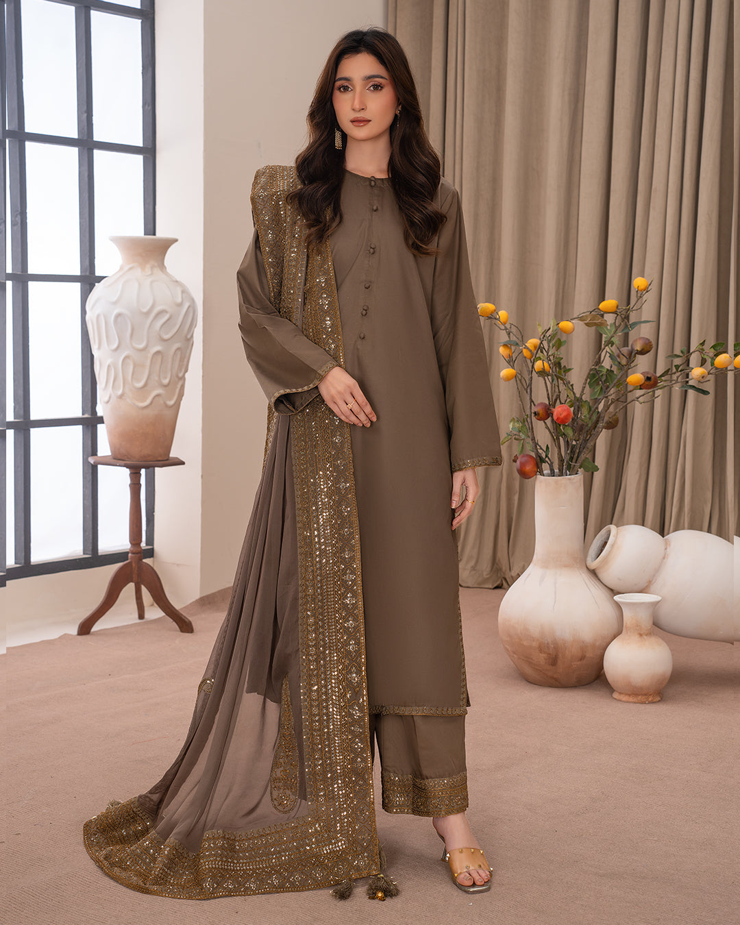 Brown Mystique Luxury - 3 Piece Stitched Suit