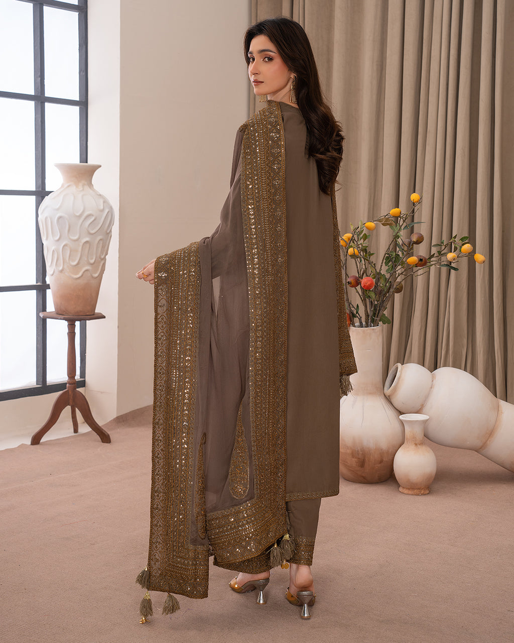 Brown Mystique Luxury - 3 Piece Stitched Suit