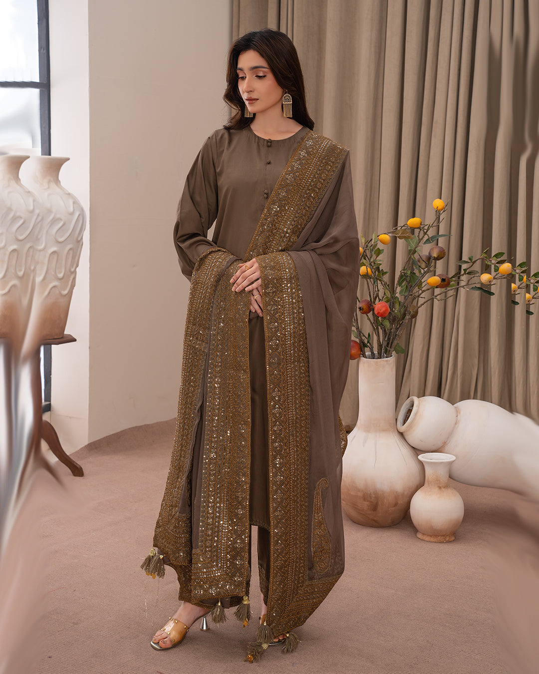Brown Mystique Luxury - 3 Piece Stitched Suit