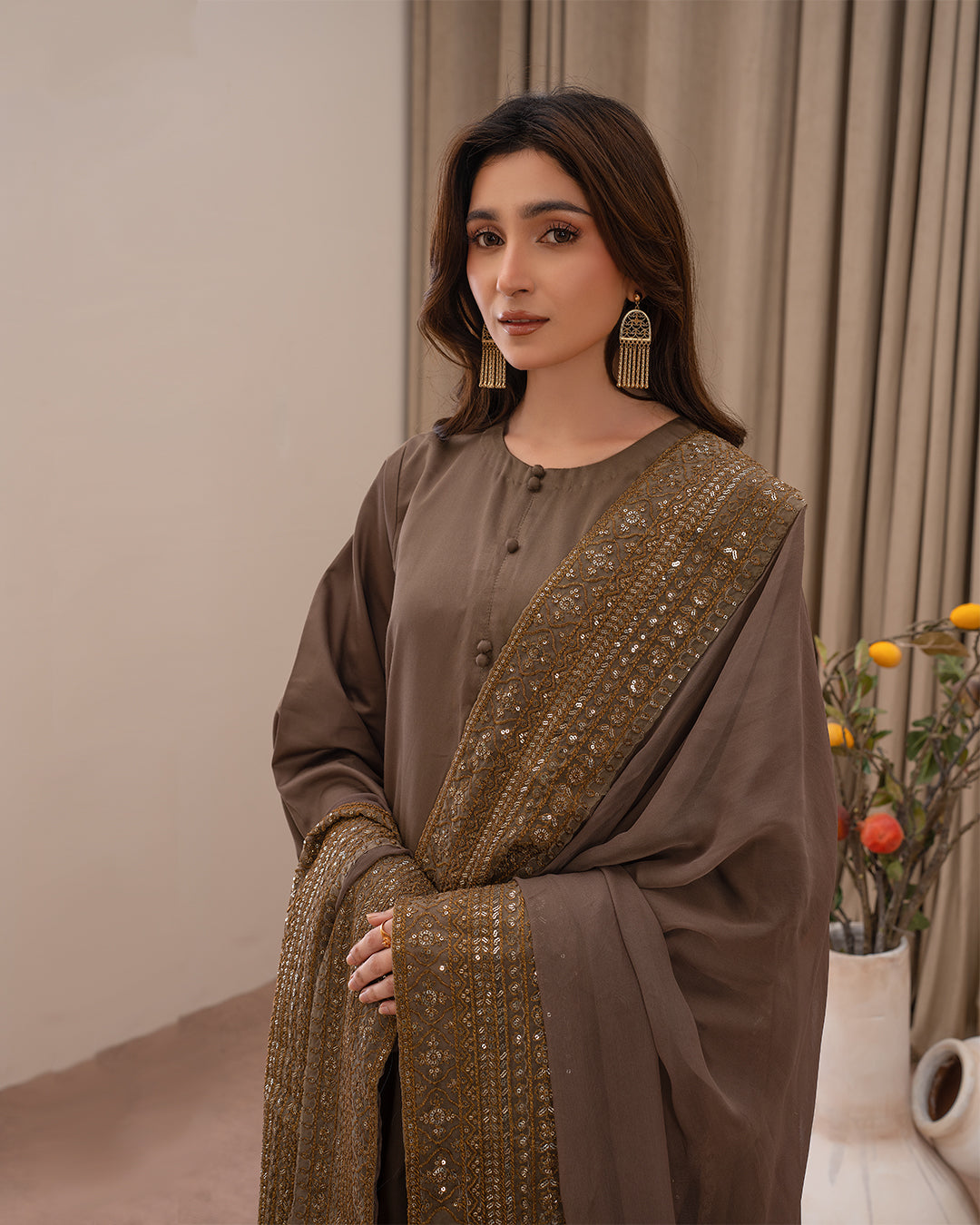 Brown Mystique Luxury - 3 Piece Stitched Suit