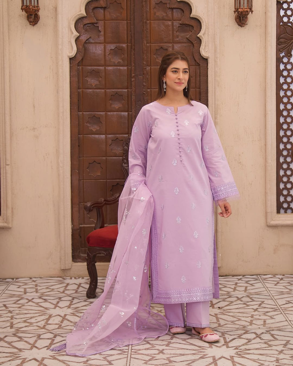 Noor-e-Eid / lilac bloom – Festive Embroidered Suit for Women