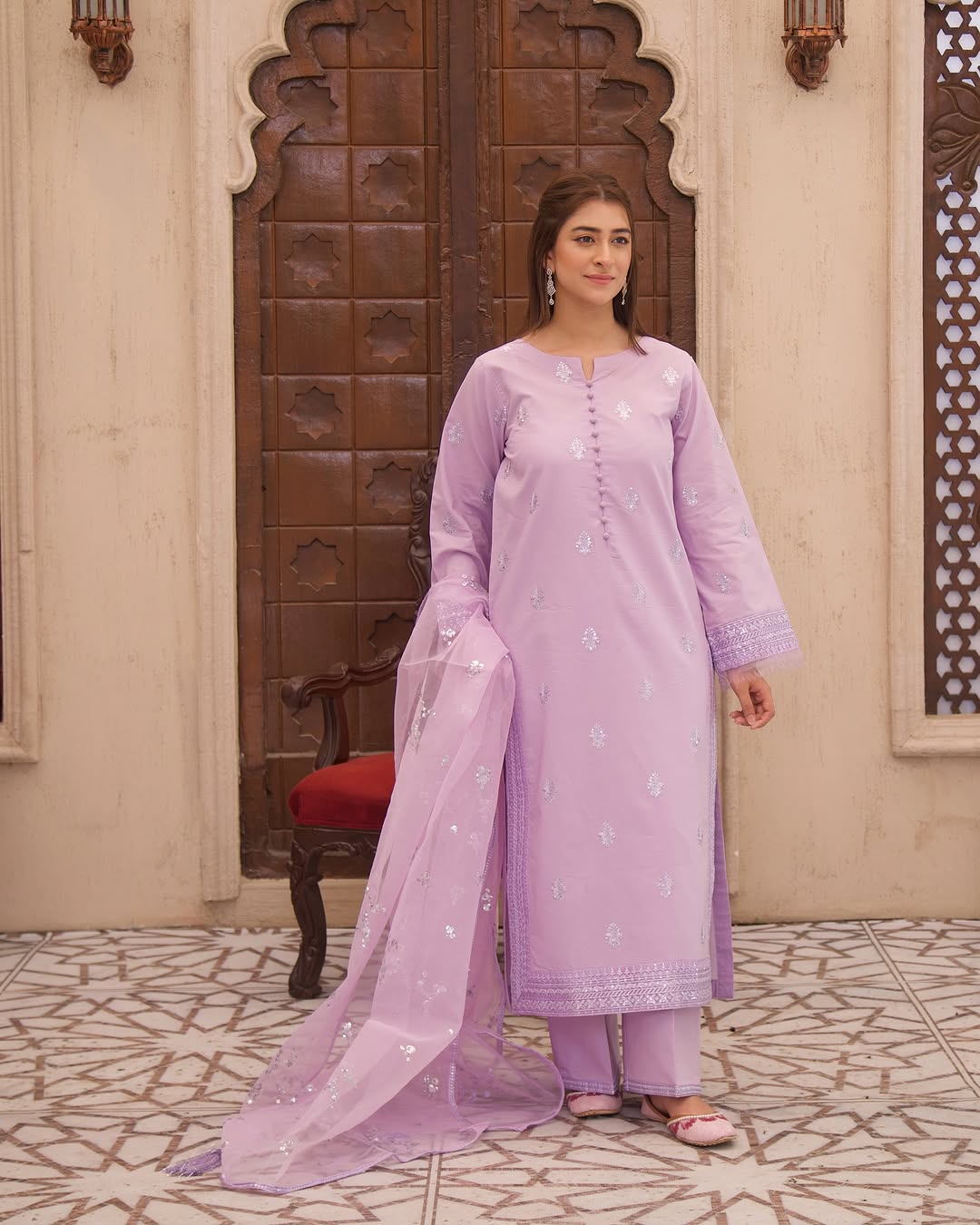 Noor-e-Eid / lilac bloom – Festive Embroidered Suit for Women