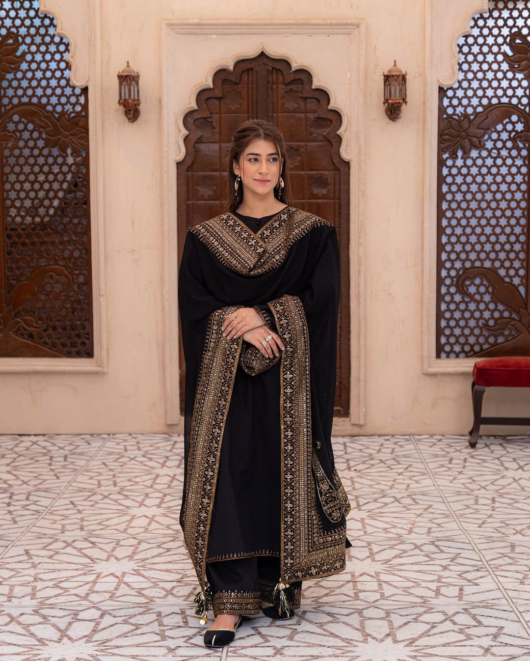 Black Mystique – Luxury Embroidered Suit for Women