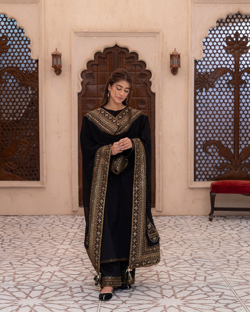 Black Mystique – Luxury Embroidered Suit for Women