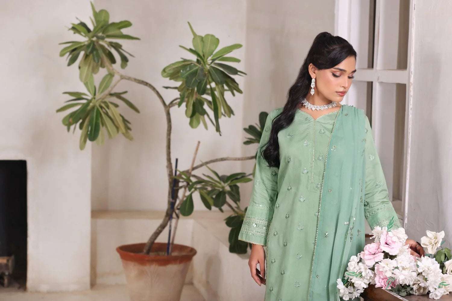PASTEL GREEN | 3 Piece Stitched Embroidered outfit
