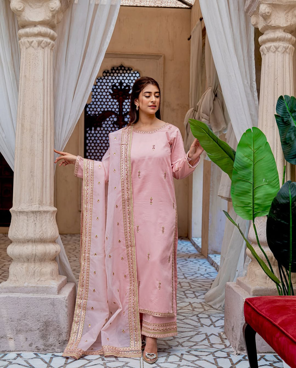 Royal Pink Majesty – Premium Stitched Suit for Women