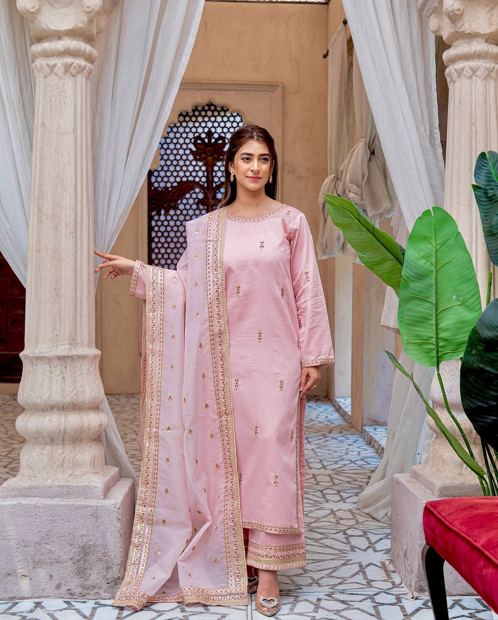 Royal Pink Majesty – Premium Stitched Suit for Women