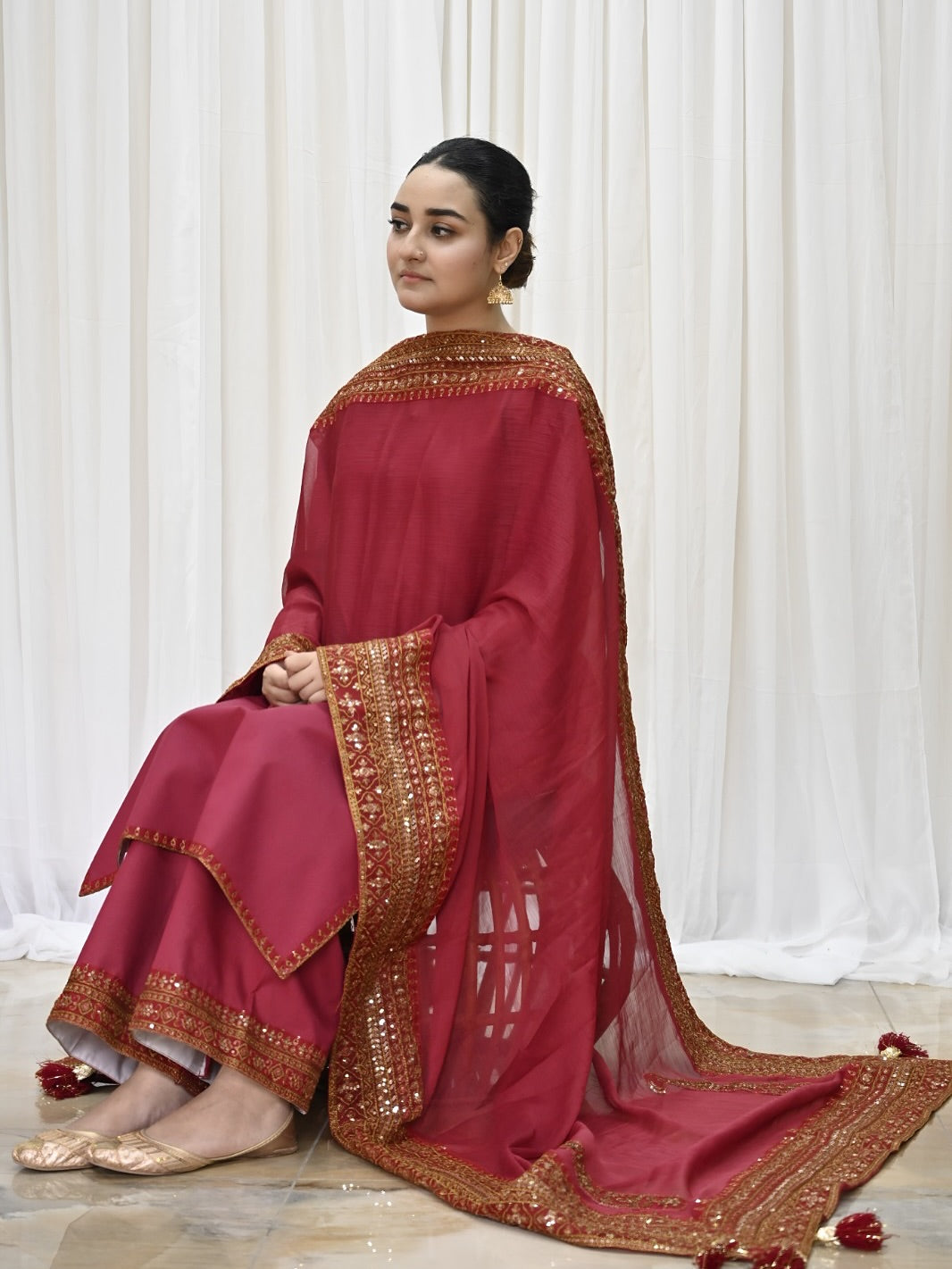 Mahroon Mystique | Embroidered Suit