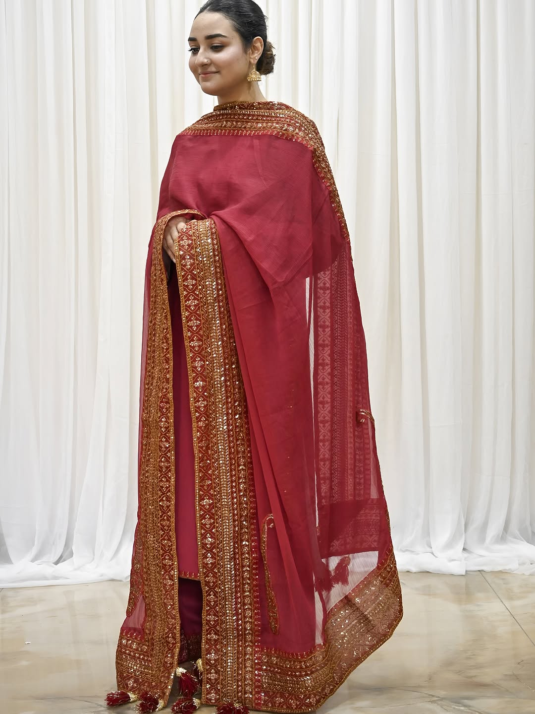 Mahroon Mystique | Embroidered Suit