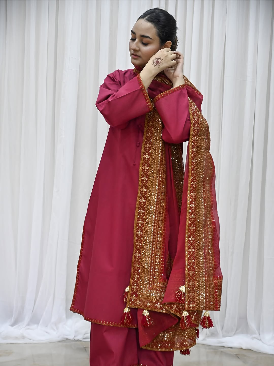 Mahroon Mystique | Embroidered Suit