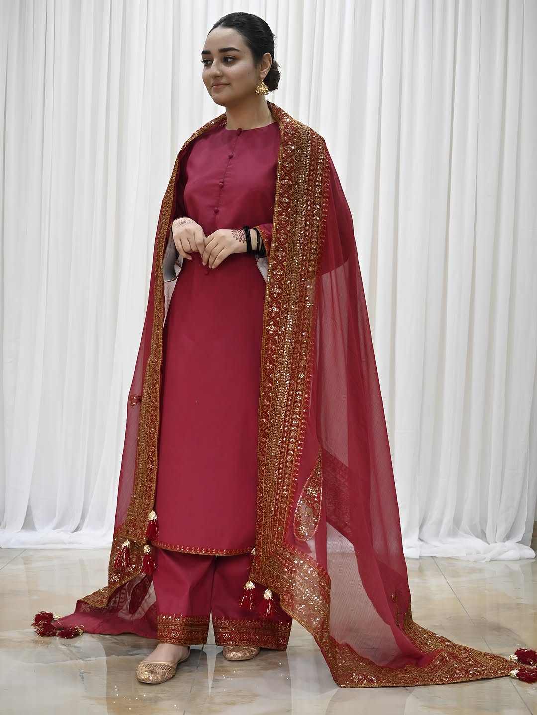 Mahroon Mystique | Embroidered Suit