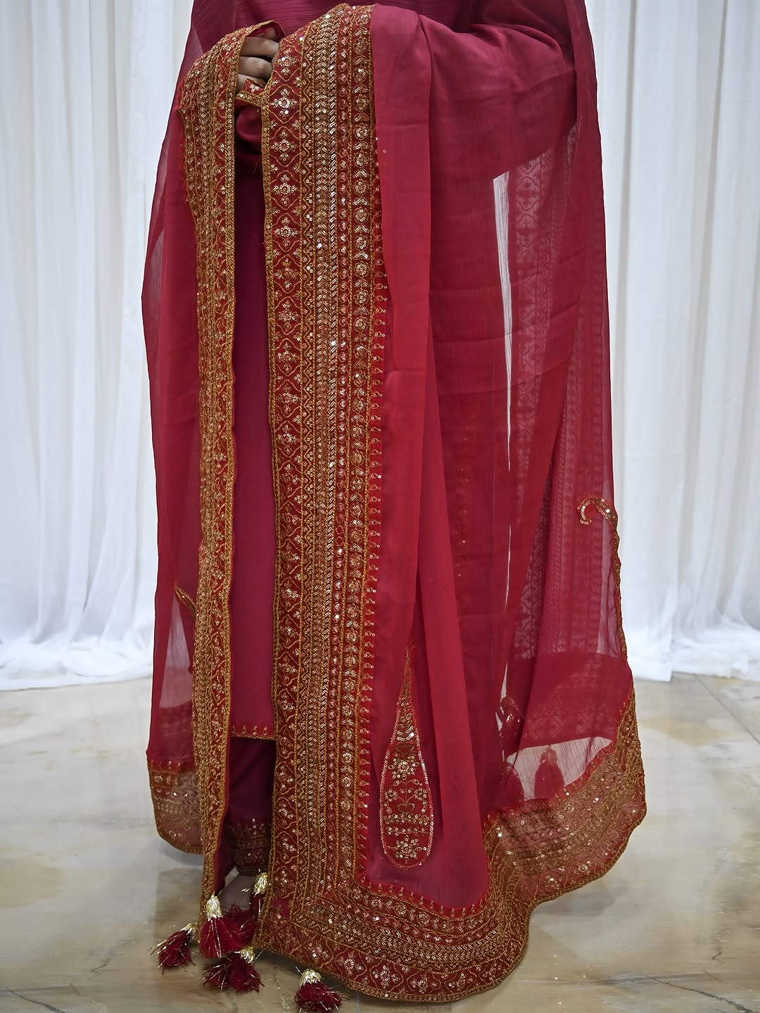 Mahroon Mystique | Embroidered Suit