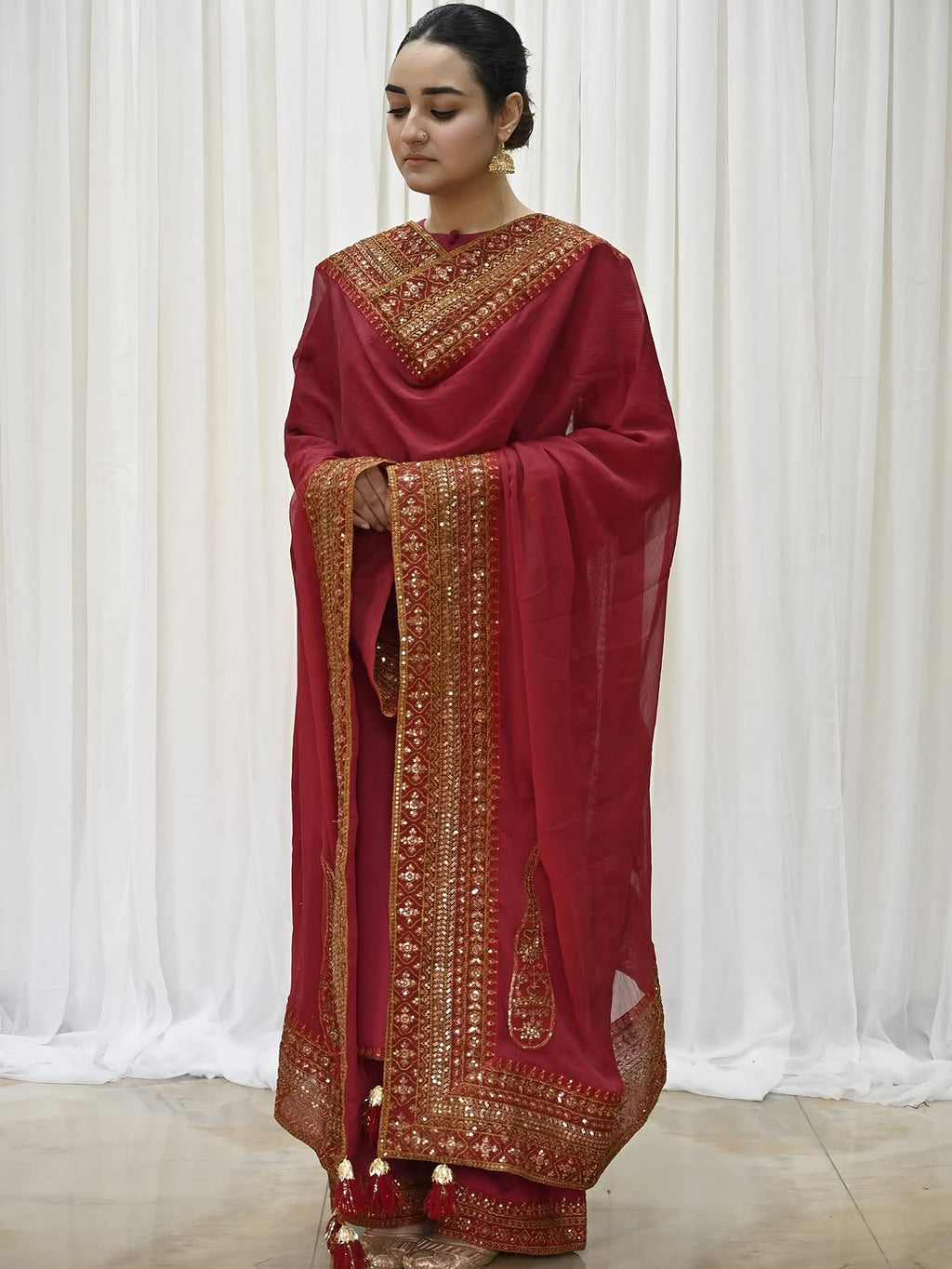 Mahroon Mystique | Embroidered Suit