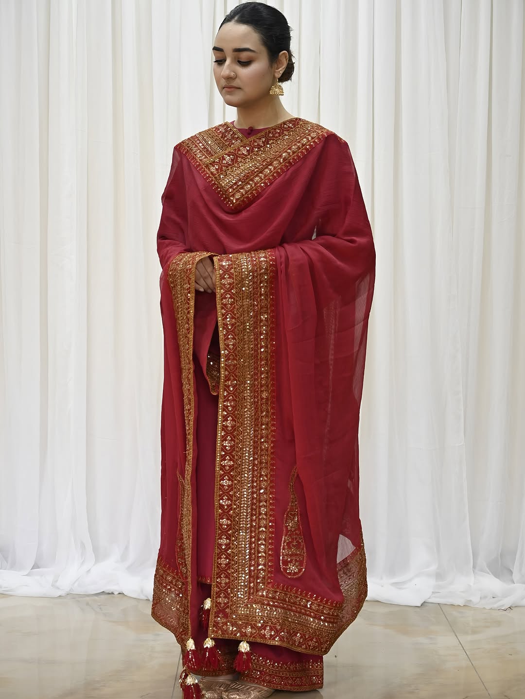 Mahroon Mystique | Embroidered Suit