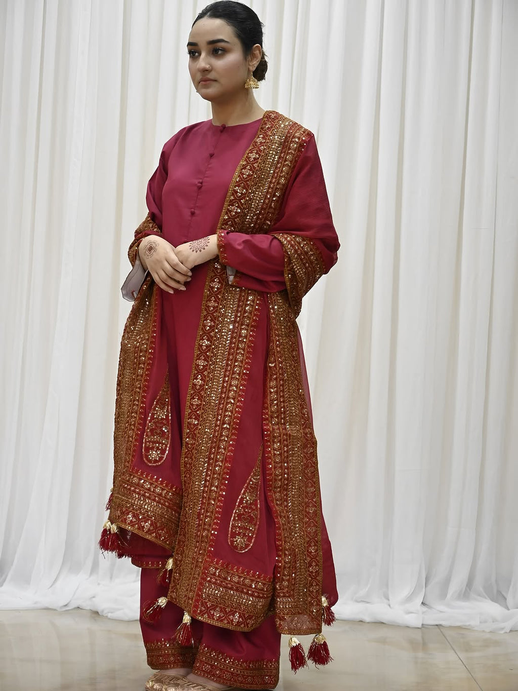 Mahroon Mystique | Embroidered Suit