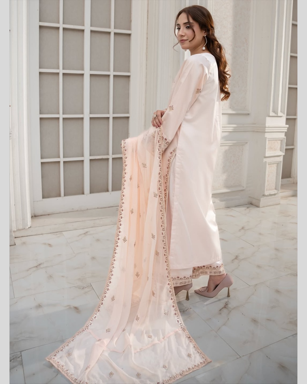 Rose Veil – Winter Satin Ensemble by Noor E Adan