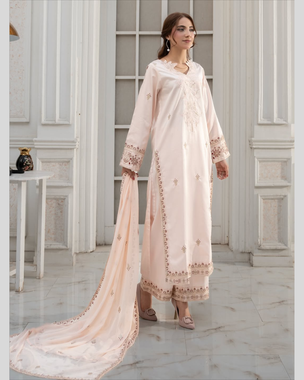 Rose Veil – Winter Satin Ensemble by Noor E Adan