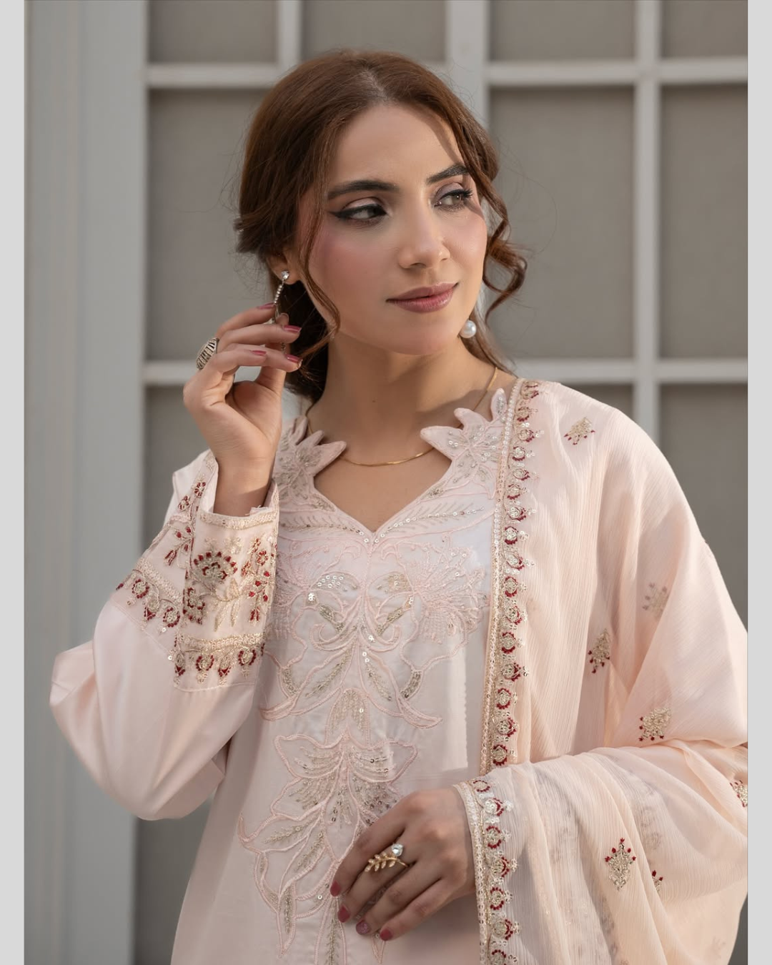 Rose Veil – Winter Satin Ensemble by Noor E Adan