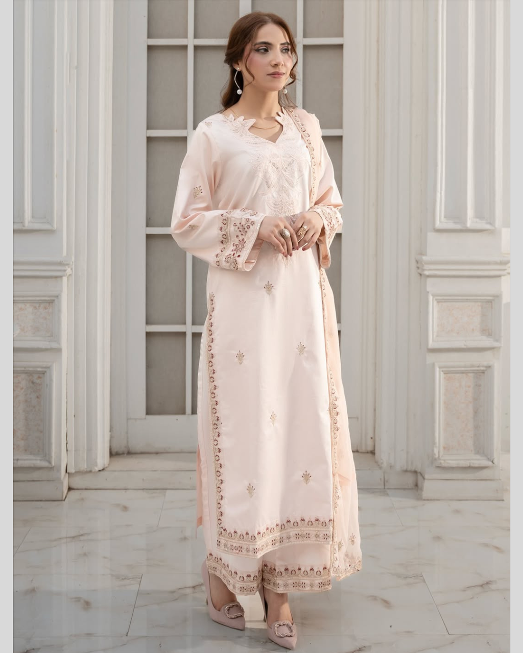Rose Veil – Winter Satin Ensemble by Noor E Adan