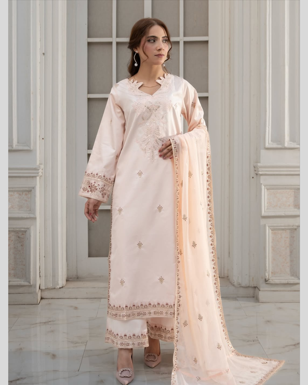 Rose Veil – Winter Satin Ensemble by Noor E Adan